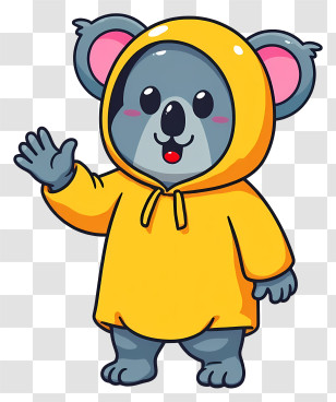 Cartoon Koala - Koala In Yellow Raincoat Transparent PNG