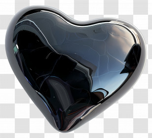 Black Heart - Glossy Black Heart Decoration Transparent PNG