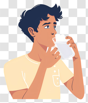 Drinking Water - Boy Drinking Milk Illustration Transparent PNG