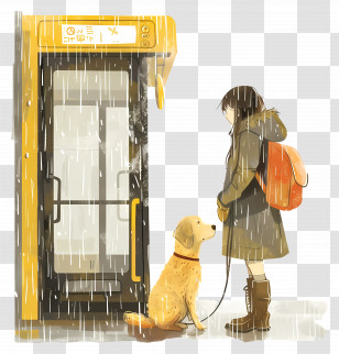Girl And Dog - Girl And Dog Waiting In The Rain Transparent PNG