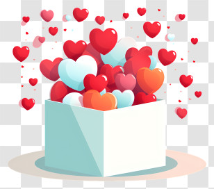 Heart Shaped Confetti - Hearts Overflowing From A Box Transparent PNG