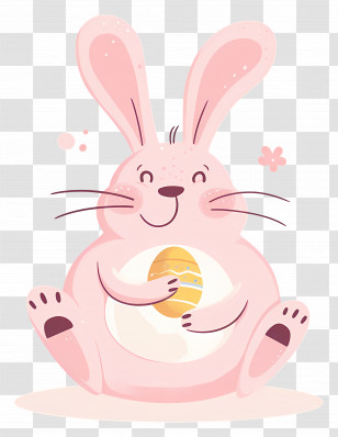 Easter Bunny - Pink Easter Rabbit With Egg Transparent PNG