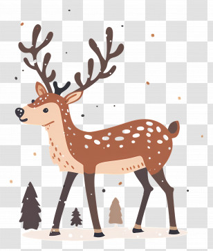 Reindeer - Charming Spotted Deer Illustration Transparent PNG