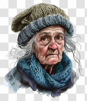 Old Woman - Warmly Dressed Old Woman Transparent PNG