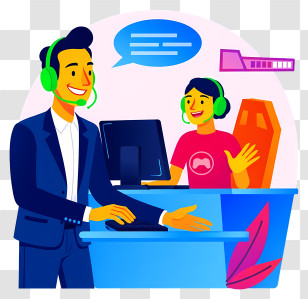 Customer Help Center - Customer Service Interaction At Desk Transparent PNG