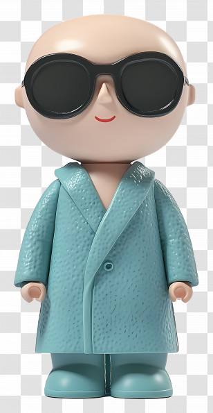 Bathrobe - Bald Figure With Sunglasses In Blue Coat Transparent PNG