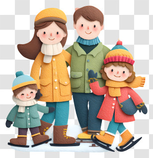 Family Enjoying Winter Trip - Happy Family In Winter Clothing Transparent PNG