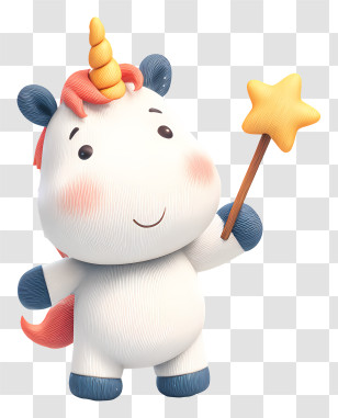 Unicorn With Magic Wand - Unicorn With Star Wand Transparent PNG