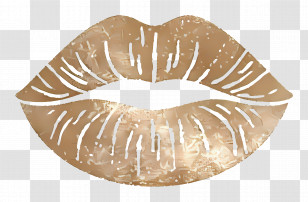 Glitter Kiss - Gold Metallic Lips Illustration Transparent PNG