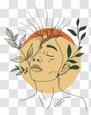 Woman Face - Artistic Face And Nature Illustration Transparent PNG