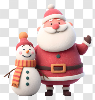 Santa Claus With Snowman - Santa With Snowman Friend Transparent PNG