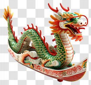 Dragon Boat Festival - Colorful Dragon Boat With Intricate Patterns Transparent PNG