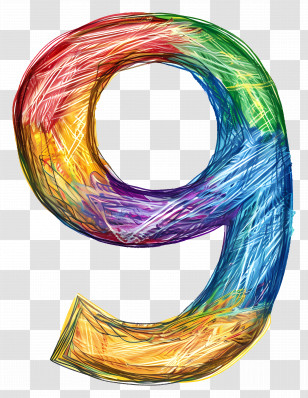 Number 9 - Colorful Rainbow Number 9 Transparent PNG