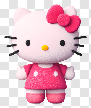 Hello Kitty Pink - White Cat With Pink Bow Character Transparent PNG