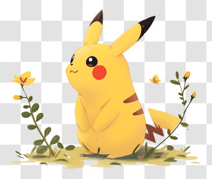 Pikachu - Pikachu Character In Grass Setting Transparent PNG