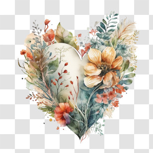 Watercolor Heart
 - Heart Shaped Floral Arrangement With Soft Pastel Colors Transparent PNG