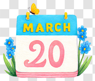 Spring Countdown - March 20 Floral Calendar Transparent PNG