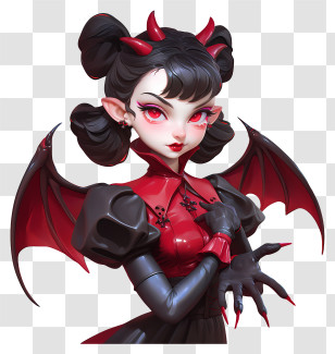 Vampire Princess - Demon Girl With Red Wings And Horns Transparent PNG