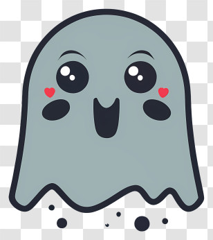 Cartoon Ghost - Cute Smiling Cartoon Ghost Transparent PNG