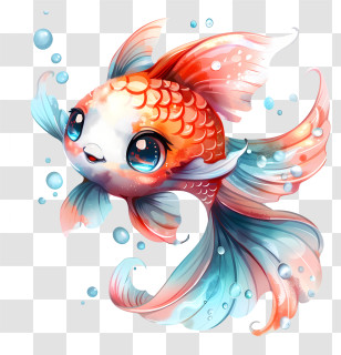 Cute Fish - Adorable Cartoony Goldfish Illustration Transparent PNG