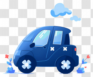 Electric Vehicle - Cute Blue Cartoon Car Transparent PNG