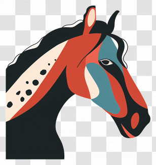 Cartoon Horse - Abstract Colorful Horse Art Transparent PNG