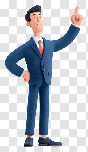 Businessman Pointing Upward - Cartoon Businessman Pointing Up Transparent PNG