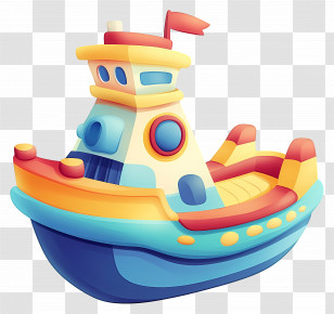 Cartoon Boat - Colorful Cartoon Boat Transparent PNG