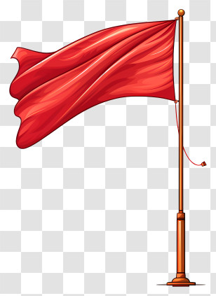 Doodle Style Red Flag - Red Flag Waving On A Pole Transparent PNG