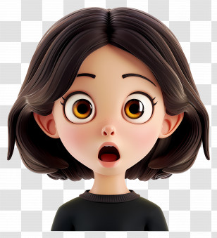 Girl Surprise - Surprised Cartoon Girl With Big Eyes Transparent PNG