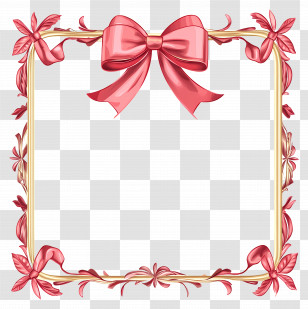 Ribbon Border - Pink Ribbon Frame With Flowers Transparent PNG