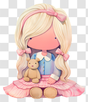 Baby Doll - Cute Doll With Teddy Bear Transparent PNG