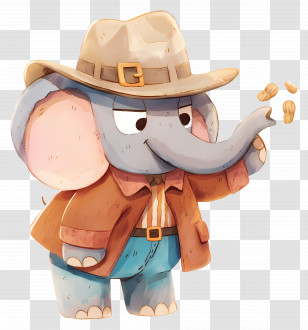 Elephant With Hat - Cowboy Elephant With Peanuts Transparent PNG