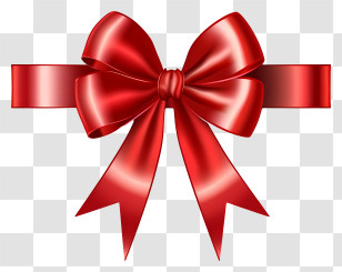Red Ribbon - Elegant Red Satin Bow For Decorations Transparent PNG