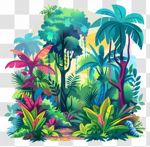 Forest Jungle - Beautiful Tropical Jungle Illustration Transparent PNG