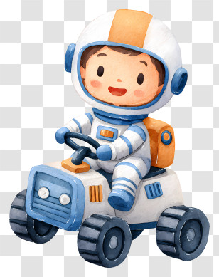 Astronaut Riding Rover In Space - Cartoon Astronaut On Vehicle Transparent PNG