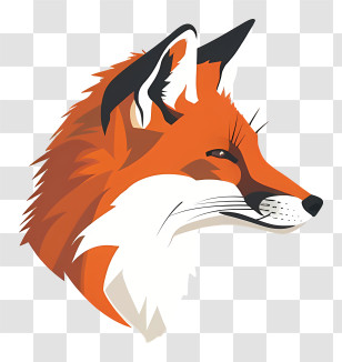Fox - Red Fox Head Illustration In Artistic Style Transparent PNG