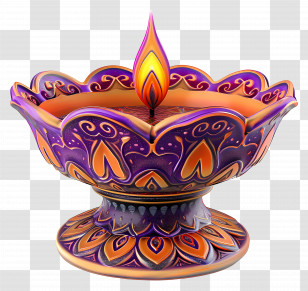 Diwali Lamp - Ornate Diya For Festival Of Lights Transparent PNG
