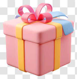 Gift - Decorative Pink Gift Box With Ribbon Transparent PNG