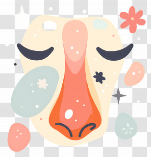 Nose Clipart - Cute Cartoon Face With Flowers Transparent PNG