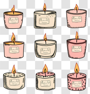 Cartoon - Set Of Decorative Candles Illustration Transparent PNG