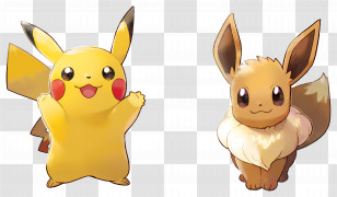 Pikachu - Pikachu And Eevee Characters Transparent PNG