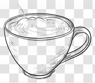 Coffee Cup Outline - Hand-Drawn Coffee Cup Illustration Transparent PNG