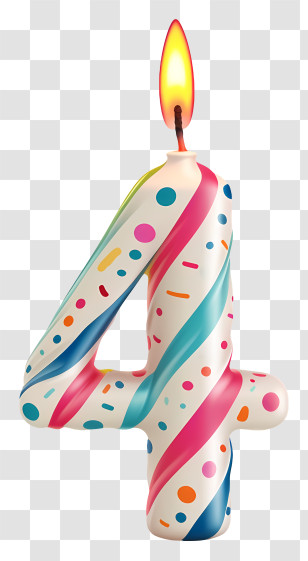 Number 4 Birthday Candle - Number 4 Birthday Candle Transparent PNG