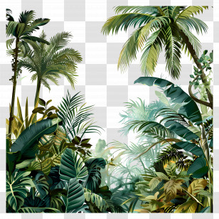 Dense Tropical Jungle - Lush Tropical Forest With Dense Greenery Transparent PNG