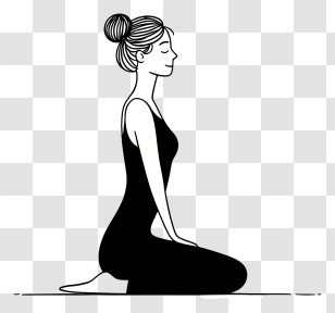 Minimalist Line Art Yoga - Woman Meditating In Yoga Pose Transparent PNG