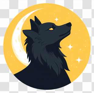 Wolf Head - Wolf Silhouette Gazing Under Moonlight Transparent PNG