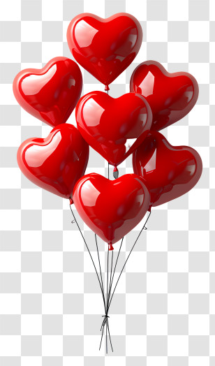 Heart Balloons - Red Heart Balloons For Celebrations Transparent PNG
