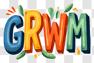 Word Grwm - Colorful GRWM Letters In Artistic Style Transparent PNG