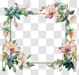 Flower Frame - Floral Decorative Frame Illustration Transparent PNG